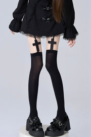 Black stockings with black cross accents