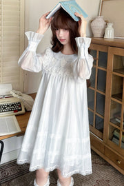 Blue dress front with gathered skirt
