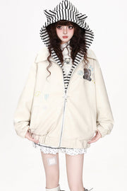 Apricot jacket front and gathered hem