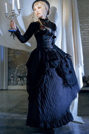 Black veiled hat in candlelit styling