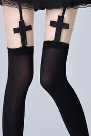 Black cross and stocking upper detail