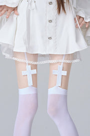 White stockings with white cross accents