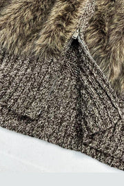 Close view of fuzzy panel and ribbed knit