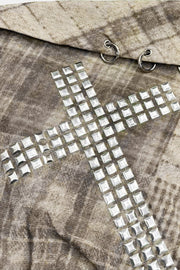 Neckline ring details and rhinestone cross