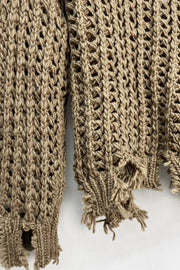 Open knit and ragged cuff detail