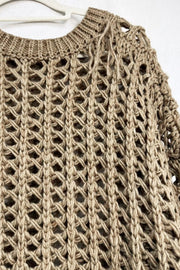 Sweater neckline and chunky knit close-up