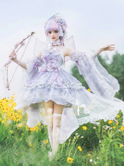 Kleid Fee Set Design Lila Schmetterling JSK Prinzessin Lolita Floral Volle