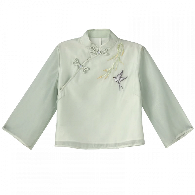 Buttons Green Banded Light Collar Knot