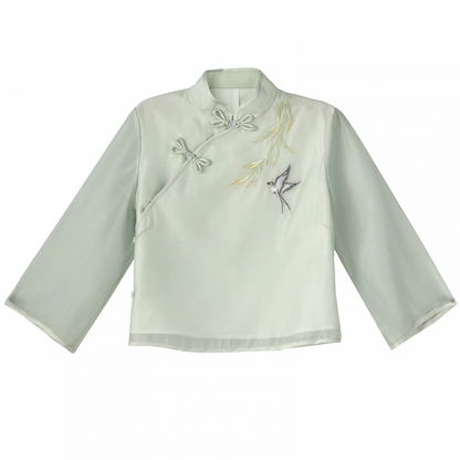 Buttons Green Banded Light Collar Knot