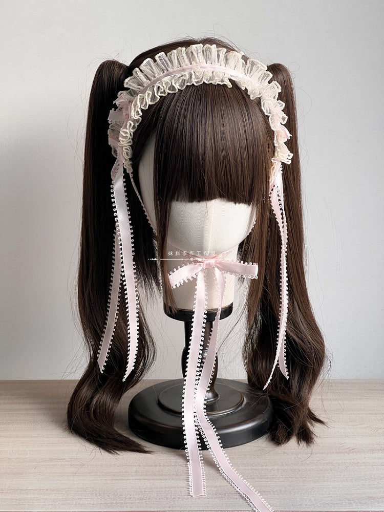 Lolita Color Ribbon Options Details Lace with and – Hairband 4 Bowknot