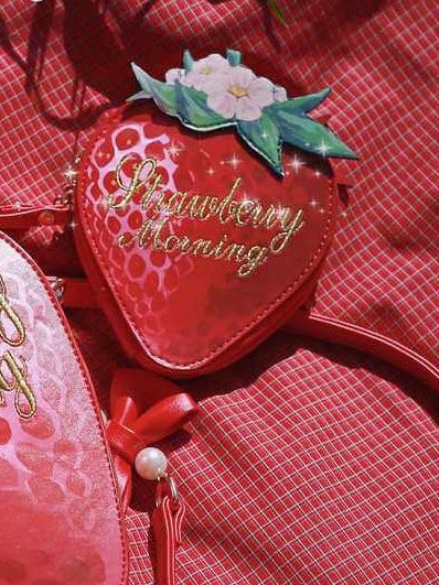 Strawberry Themed Lolita Wallet with Gold Embroidery - Morning Glory