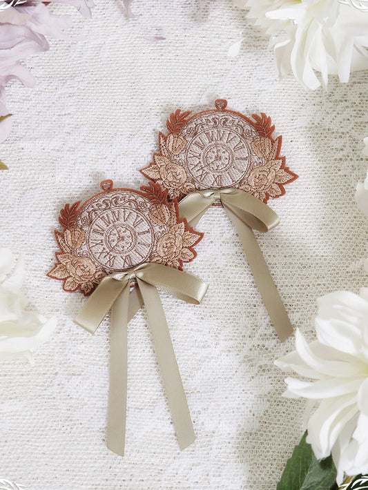 Brooch Embroidered Clock