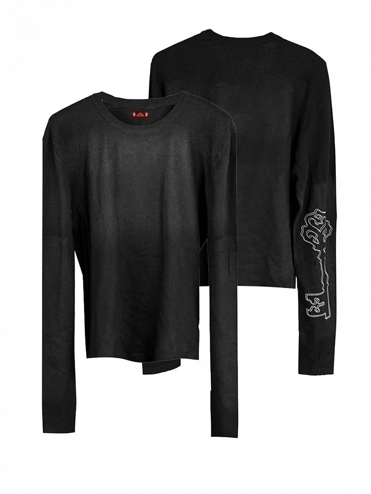 Black Knit Sweater with Key Embroidery - DETW OnLine