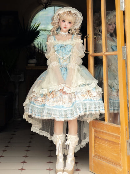 Neckline Elastic Bell Lolita Blouse Classic Beige Sleeves