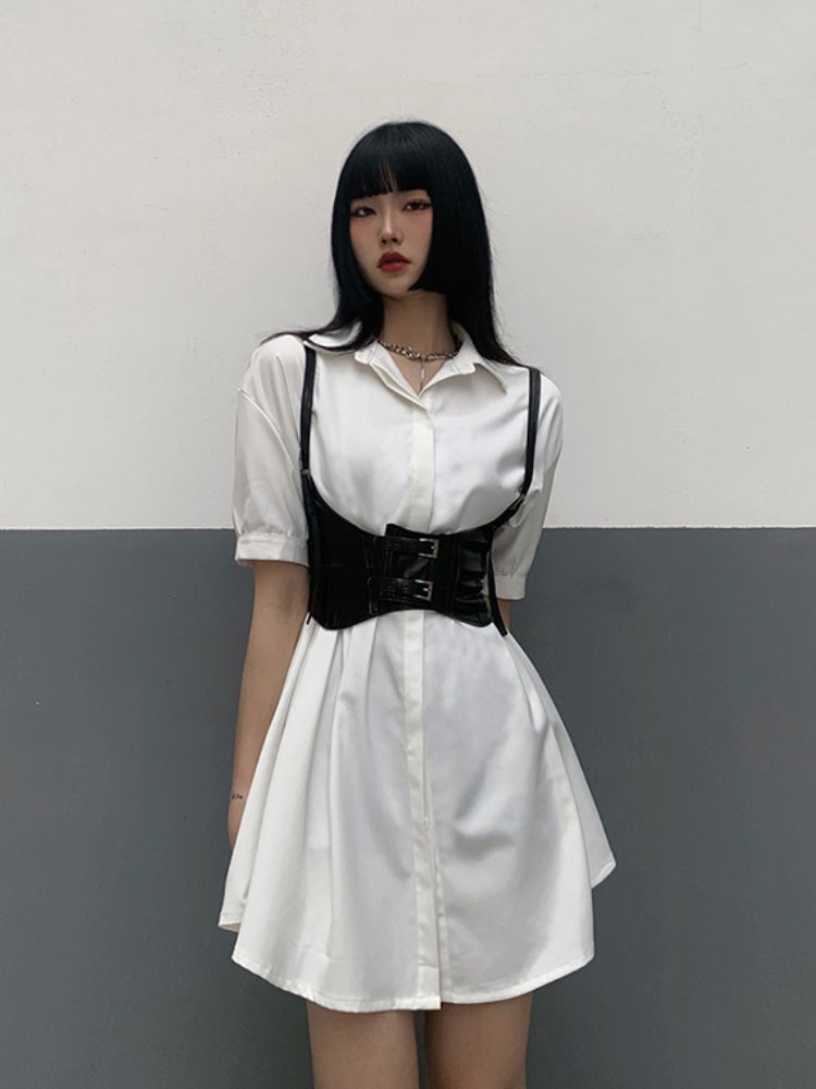 Black PU Buckle Corset Belt