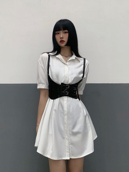 Black PU Buckle Corset Belt