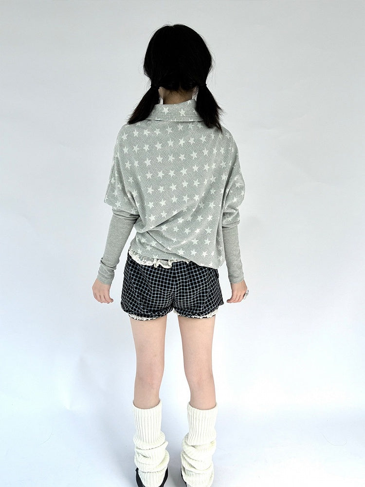 and Wings Pattern Top Sleeve with Angel Gray Star Long
