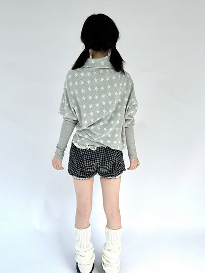 and Wings Pattern Top Sleeve with Angel Gray Star Long
