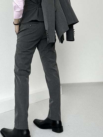 Lolita Straight-Leg Loops Pants Ouji Gray Pockets with Slant High-waist Belt