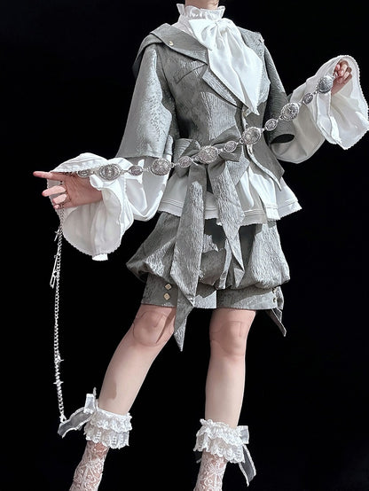 耳付きジャケットフードグレー王子バニーオーバーサイズファッション