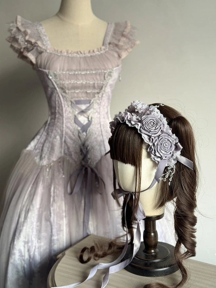Details) Hairband Lolita (Rose Wisteria Purple Lace Classic