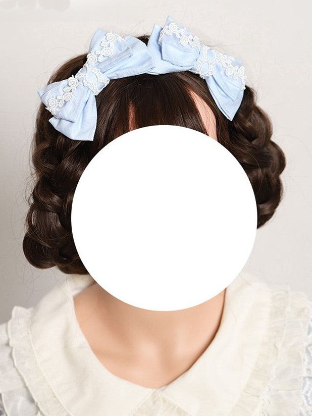 2 Blue White Lolita Bear Light Ear/Bowknot Sweet Options Hairclip