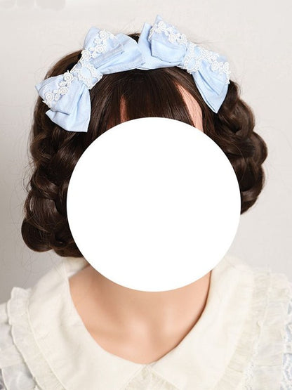 2 Blue White Lolita Bear Light Ear/Bowknot Sweet Options Hairclip
