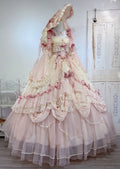Hime Bowknot Pink Dress Piece One Lolita Hanayome Gorgeous Floral Beige and Corset