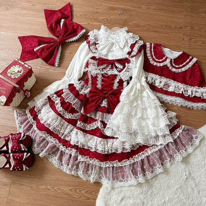 Skirt White Red Lace Decorated Trims Hanayome Dress Jumper Bows Lolita