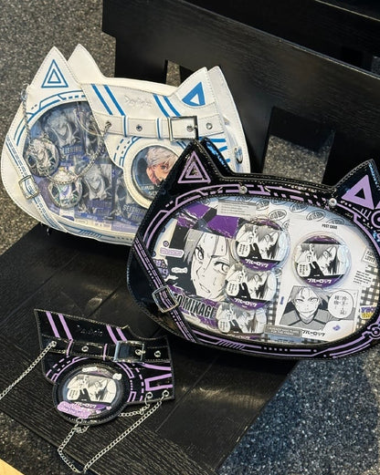 Glow-in-the-dark Cyberpunk Cat Ita Bag Purple Black - Daylight