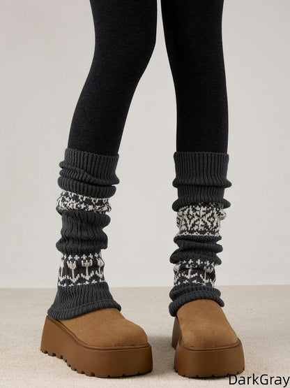 Knitted and Floral Leg 6 Geometric Warmers Colors Pattern