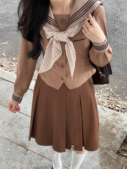 Skirt JK Brown Uniform Box Pleat