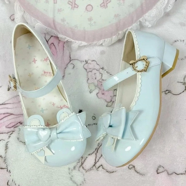 Mary and Clasp Bear Light Bow Dot with Sweet Janes PU in Blue Accent Teddy Lolita