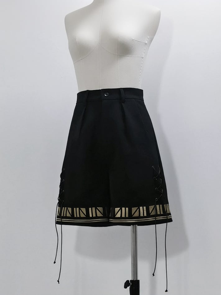 Embroidery Black Style Ouji Shorts Straight-leg Egyptian Lolita