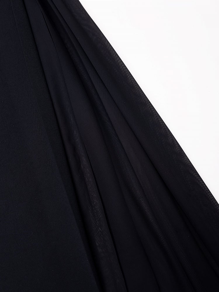 Black High Waist Flowing Pleated Chiffon Wide-leg Pants - DevilInspired Exclusive Collection