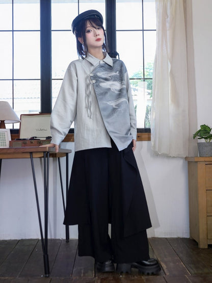 Black Multi-Panel Two-Way Wear Wide Leg Trousers - Quirky Hut