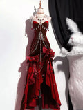 Backless Red Velvet Siren Mermaid Formal Gown - signorina