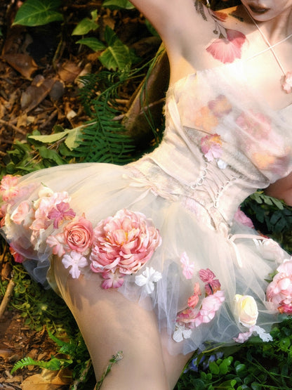 ブルマーショーツ裏地付きフェアリーフローラルペチコート