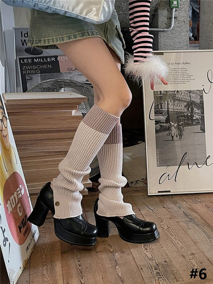 8 Color Options Button Split Knitted Leg Warmers