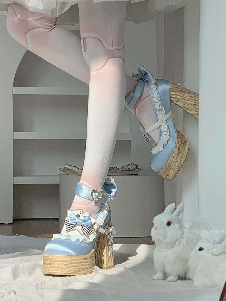 Alice in Wonderland Vibes Alice Blue Sweet Lolita Platforms Mary Janes