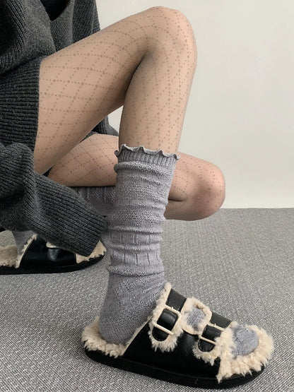 Slouchy Calf Cuff Socks Frilled