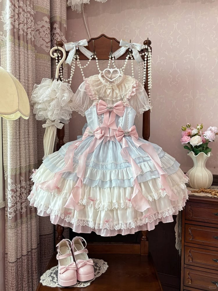 ロリータブラウス レーススリーブ ベージュ シースルーパフ