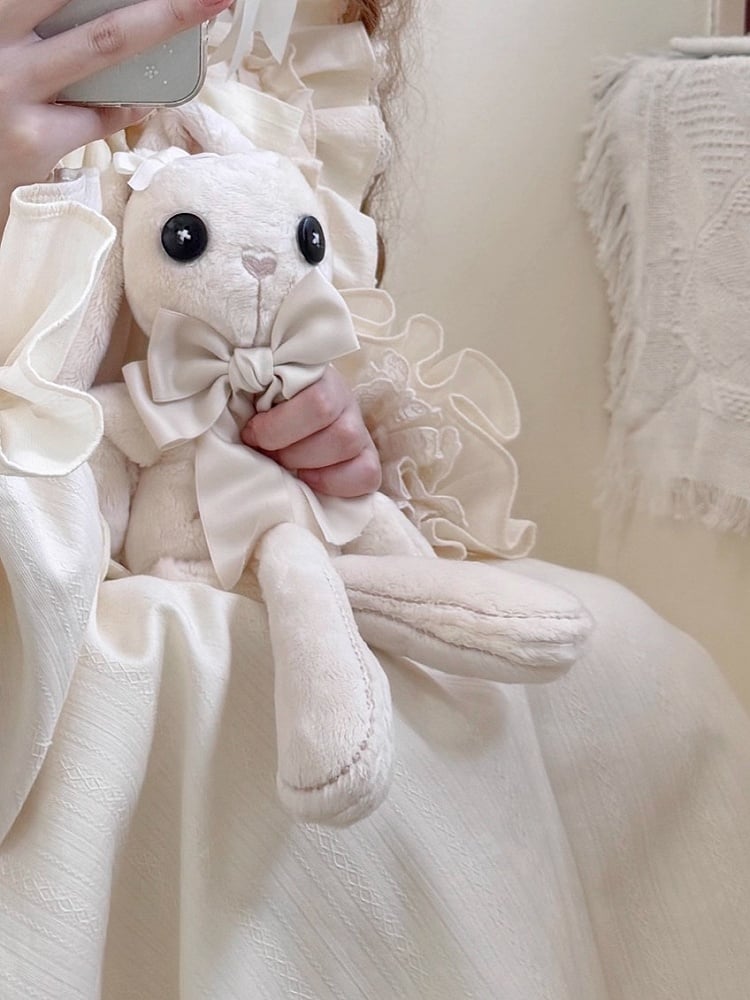 Bunny Plushie Bowknot Black / Beige