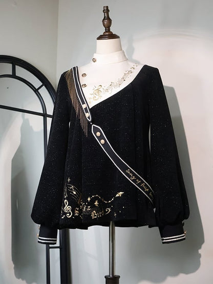 トップミュージック刺繍王子とキラキラ輝くファッションブラックノート付き