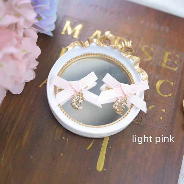 with Jirai Moon Kei Rhinestone Bowknot Hairclips and 5 Charm Colors