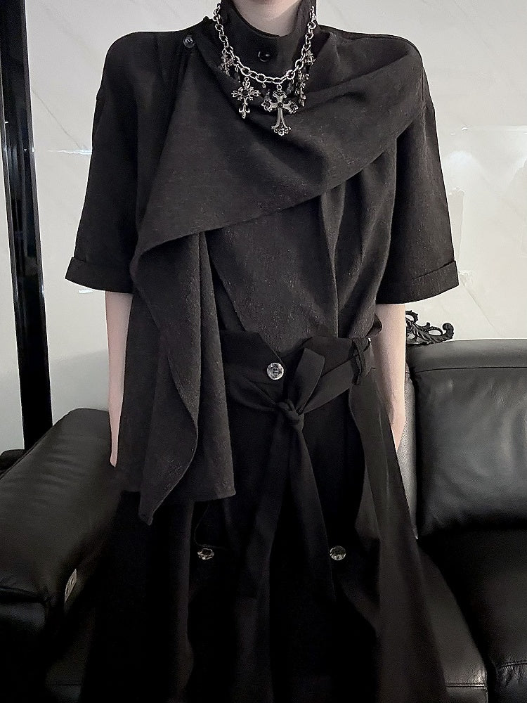 with Short Scarf Design Sleeve Black Top Prince