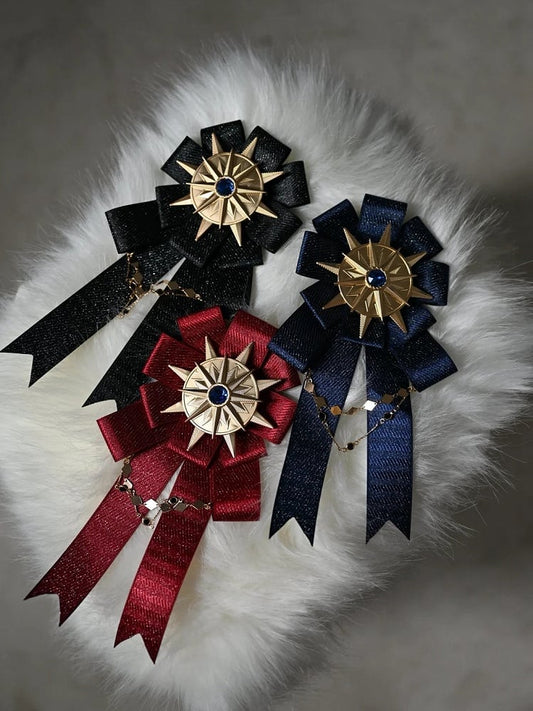 Black Dark Badge Red Brooch / Blue