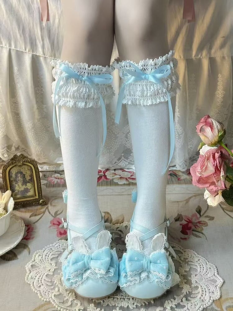 Sweet Lace-Trimmed Ribbon Bow Stockings by Fantasy Doll