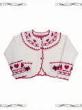 Sweet Knitted Winter Cardigan in Two Tones - iris de nuit