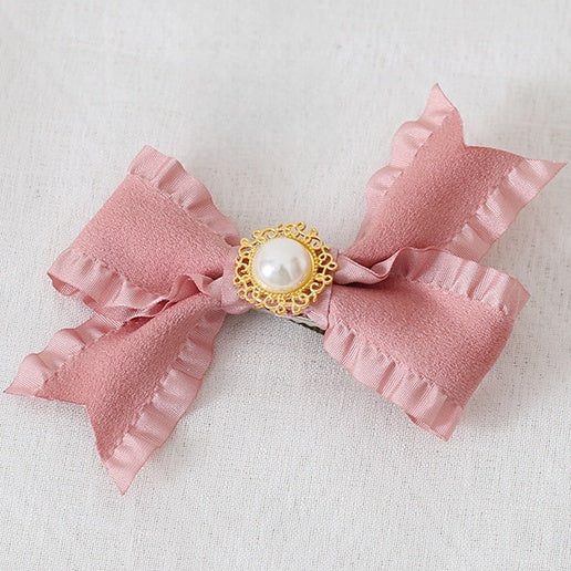 Asymmetric Bowknot Sweet Bead Lolita Pink Hairclip with Style